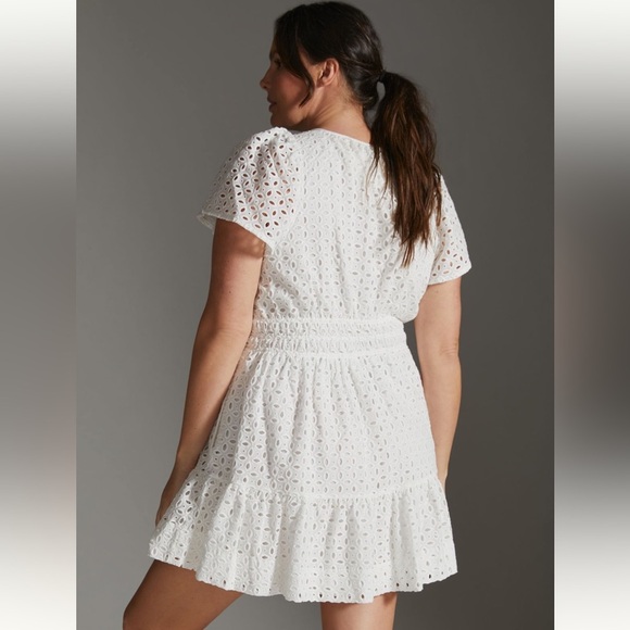 🍀🔥Anthropologie - White Eyelet Somerset Mini Dress - 1X - Picture 8 of 8